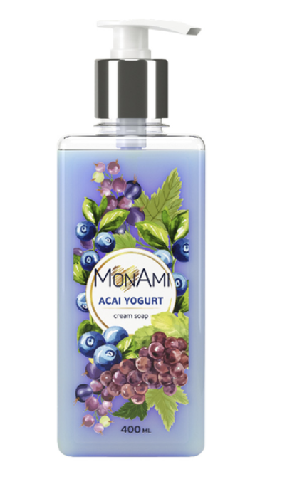 Крем-мило туалетне рідке Acai yogurt, MonAmi 400мл